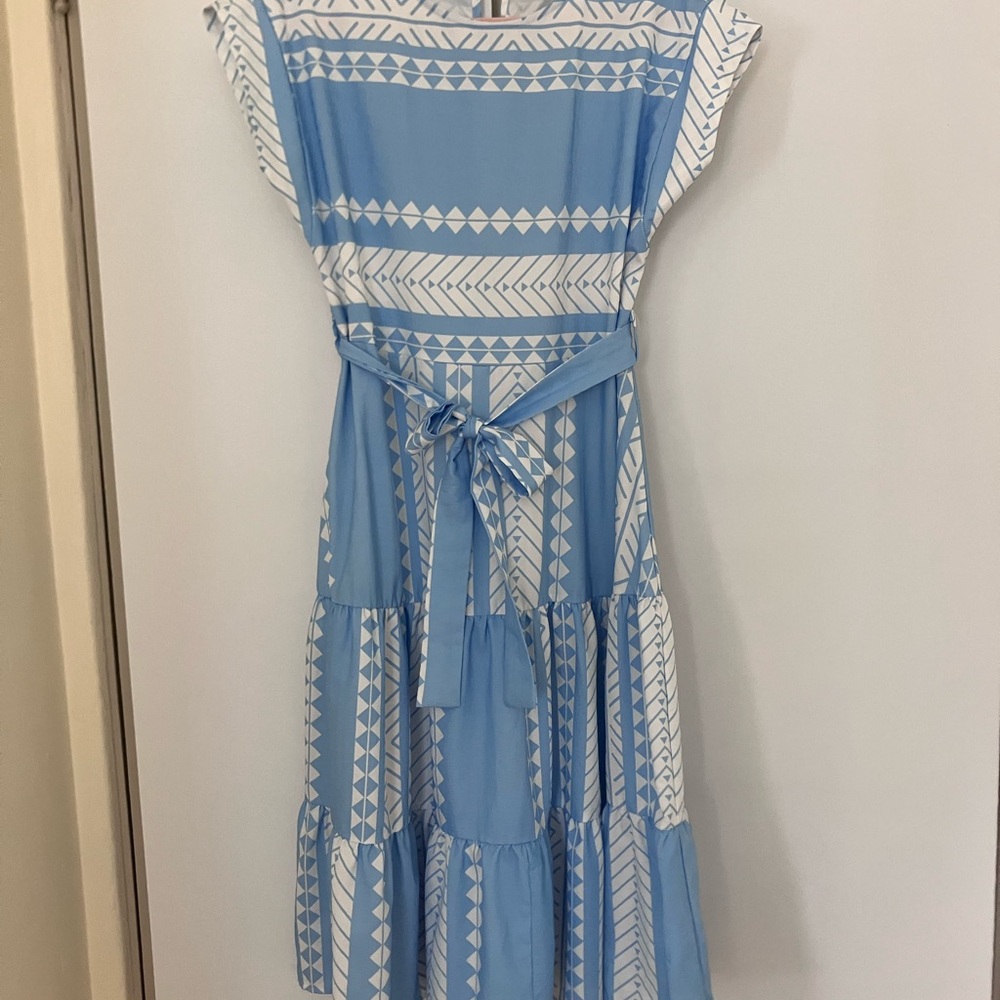 Blue and White Midi Dress